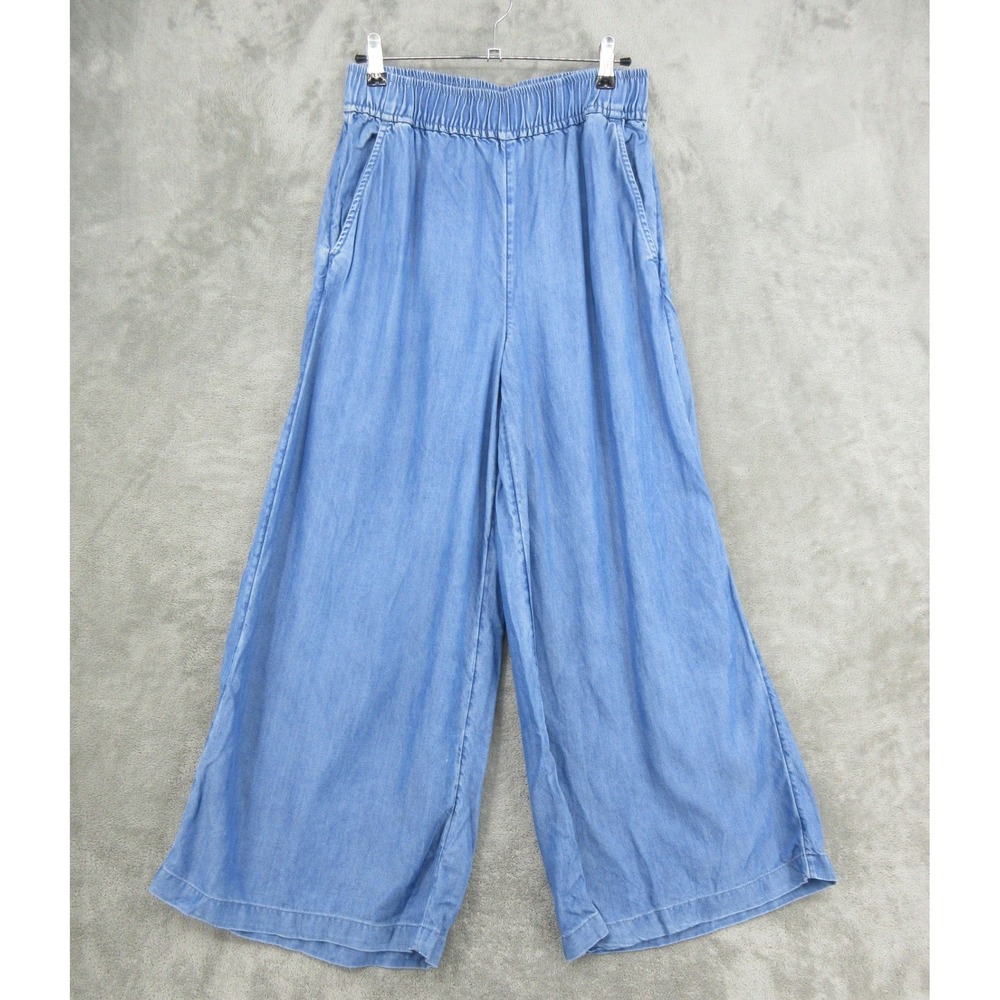 Vineyard Vines Pants Womens Size S Chambray Wide Leg Pockets Pull On Relaxed